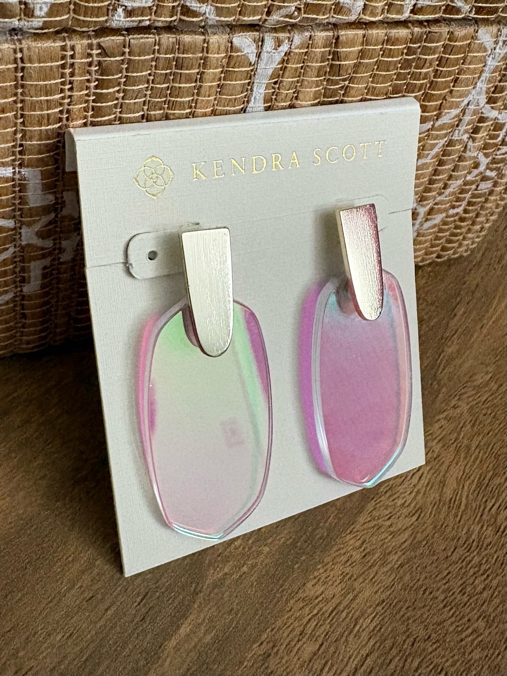 Kendra Scott Iridescent Purple-Pink & Silver Glass Drop Earrings - Picture 4 of 6